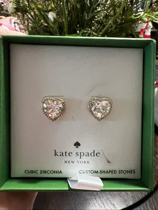 kate spade Jewelry - New kate spade Gold Heart CZ Halo Stud Earrings